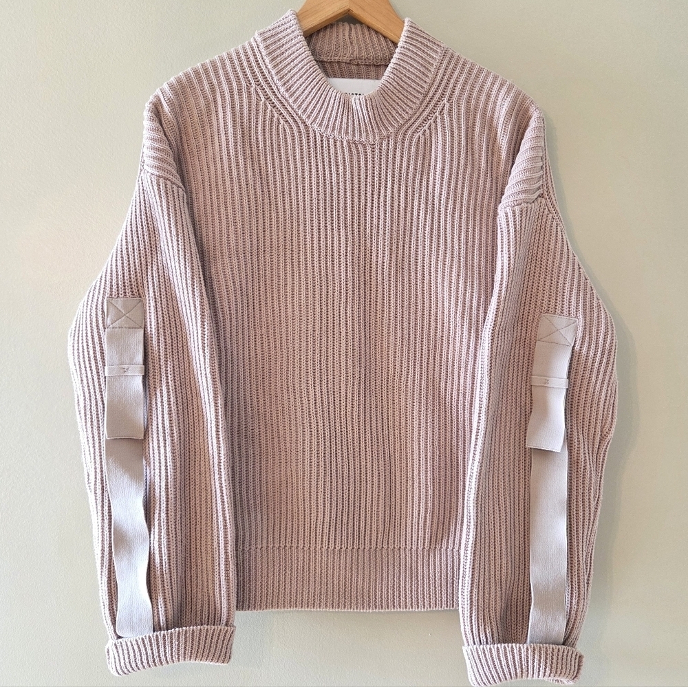 Pistola Taylor Ribbed Cropped Sweater Women's Tabbed Sleeves Blushing Size Large - Picture 3 of 11